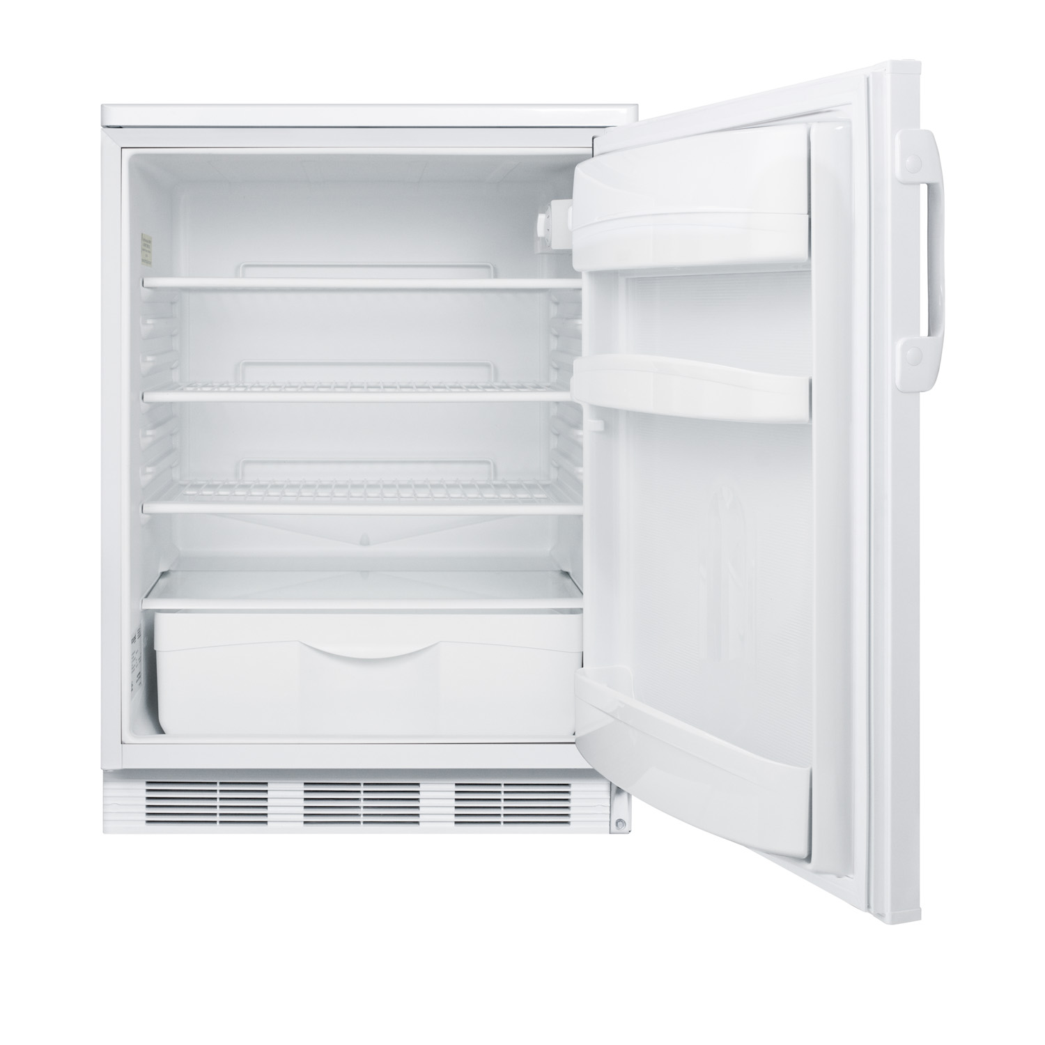 Built-in undercounter all-refrigerator for general purpose use, with front lock, automatic defrost operation and white exterior